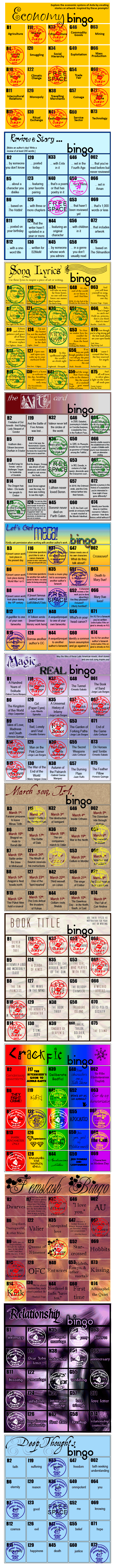 Aliana's Bingo Cards
