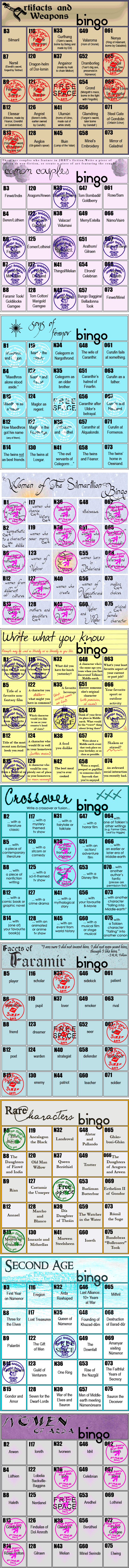 Aria's Bingo Cards