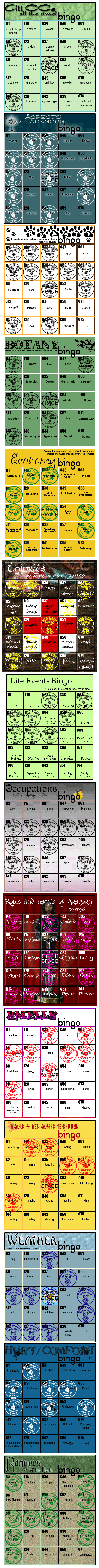 Cairistiona's Bingo Cards