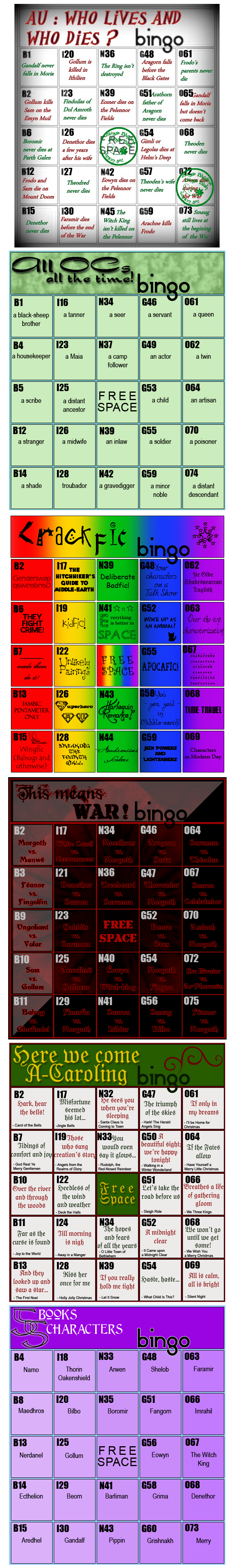 Isabeau's Bingo Cards