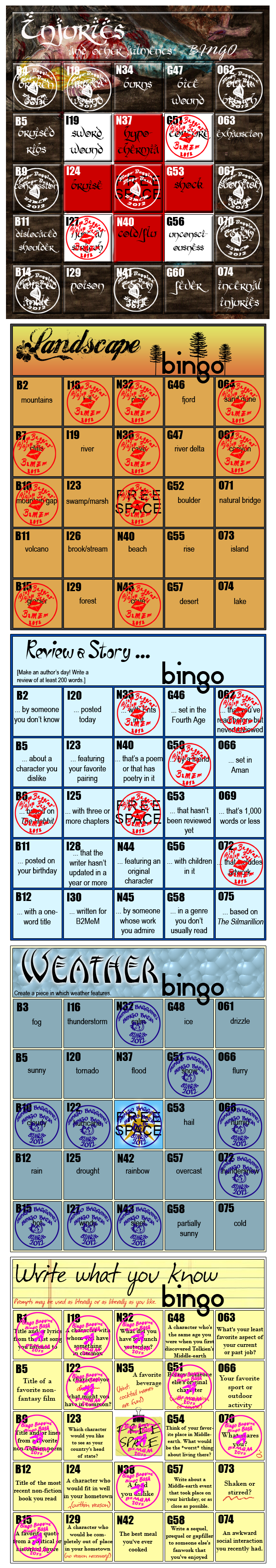 Jay of Lasgalen's Bingo Cards