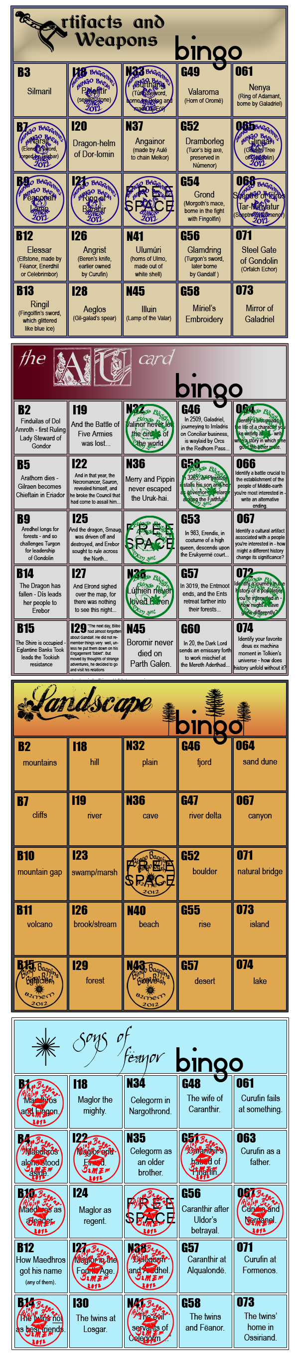 jennis_footie's Bingo Cards