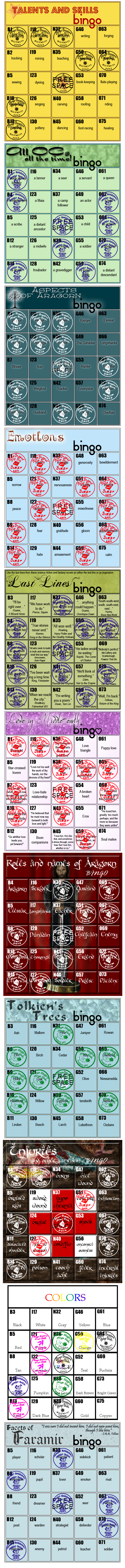 Linda Hoyland's Bingo Cards