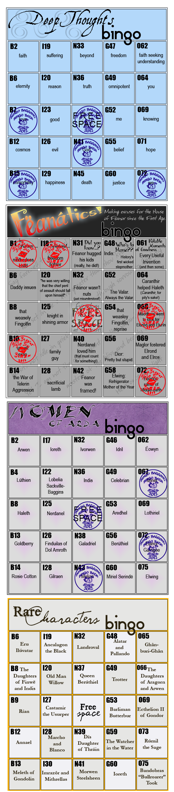 Marta's Bingo Cards