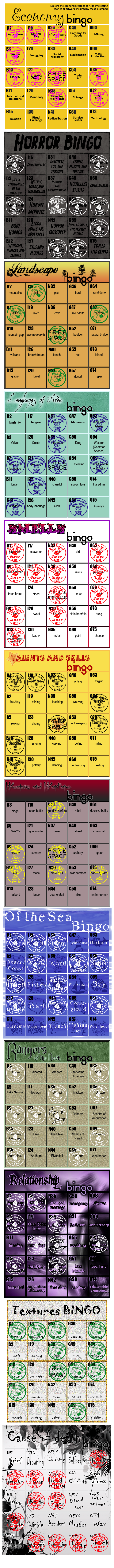 Nath's Bingo Cards