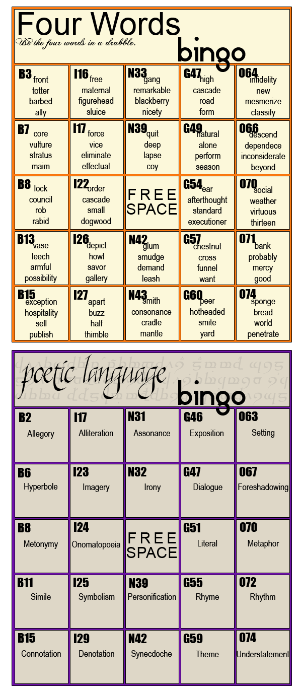 Pengolodh's Bingo Cards