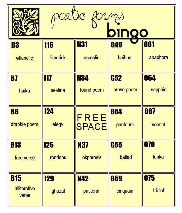 Peregrin Ionad's Bingo Cards