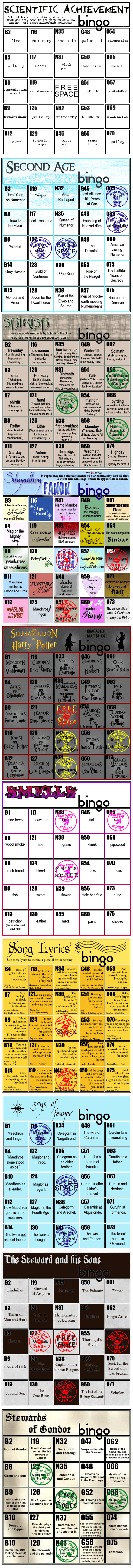 Rhyselle's Bingo Cards