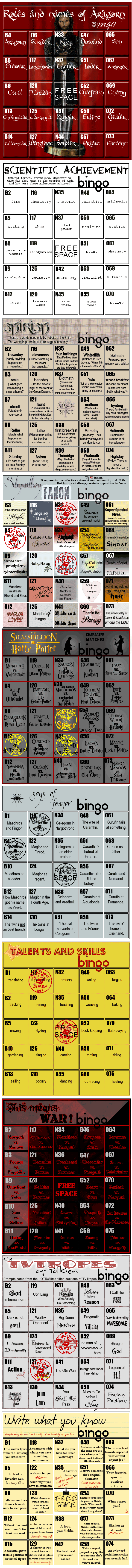 Tyelkormo's Bingo Cards