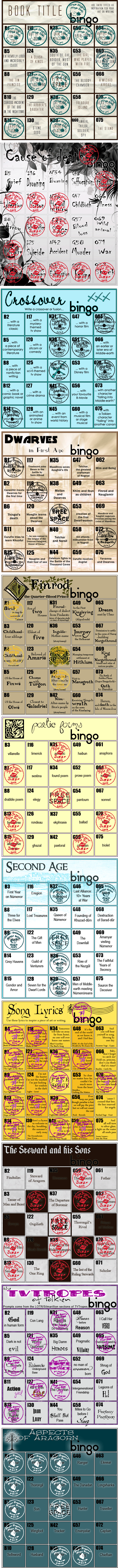 Zdenka's Bingo Cards
