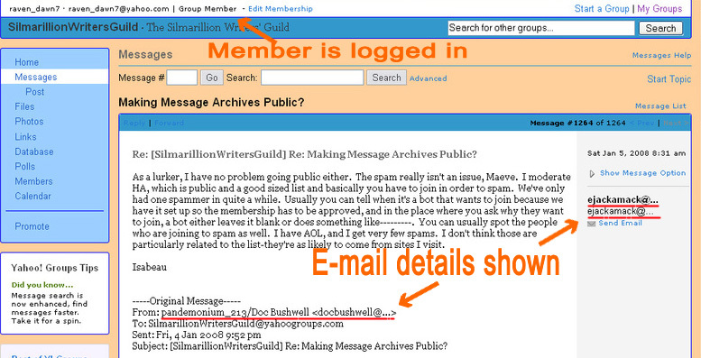 How Email Addresses Appear to Logged-in Yahoo! Users