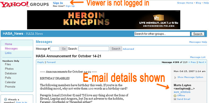 How Email Addresses Appear to Logged-out Yahoo! Users
