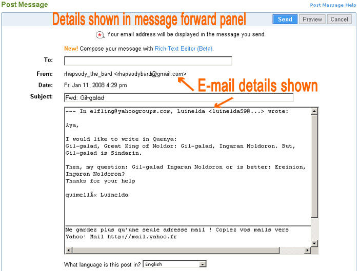 How Email Addresses Appear When Forwarding an Archived Message