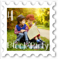 April 2020 Block Party SWG challenge stamp - children reading together