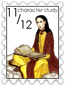 November/December 2017 30-Day Character Study SWG Challenge stamp - color illustration of an elf reading, with a hot beverage on a table next to him