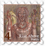 April 2018 Rise Above SWG challenge stamp - Drawing of a poet in an embroidered dress reciting