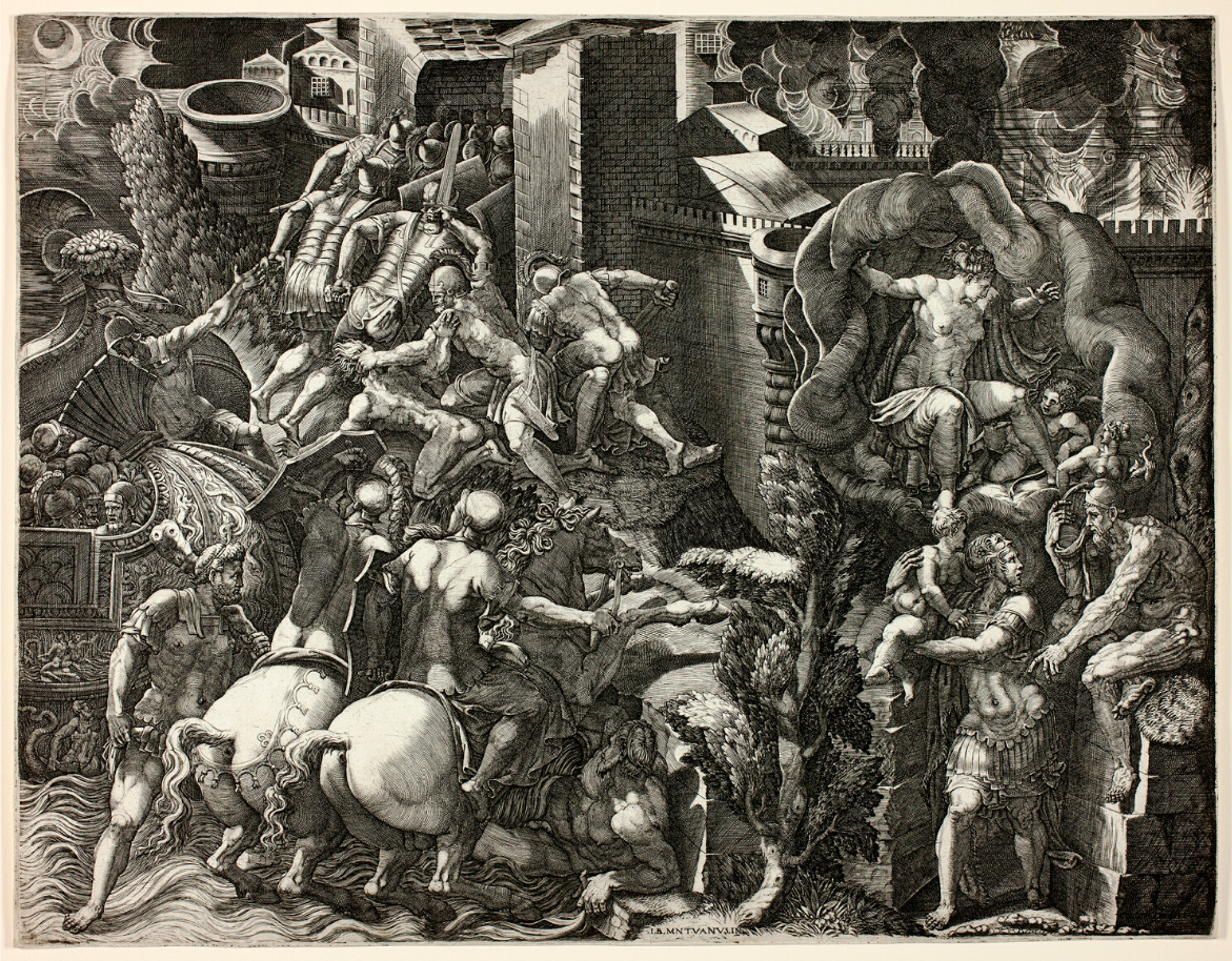 "The Fall of Troy and the Escape of Aeneas" (1542–1548) by Giorgio Ghisi