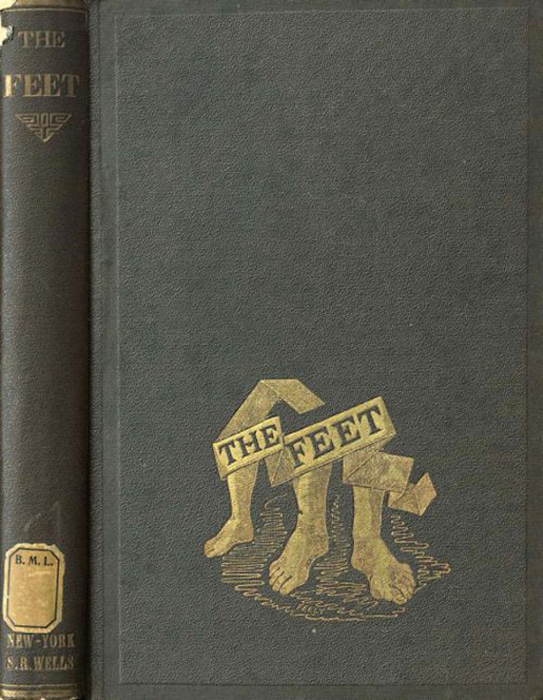 an olive-colored book cover with three bare feet topped by a ribbon with the title The Feet