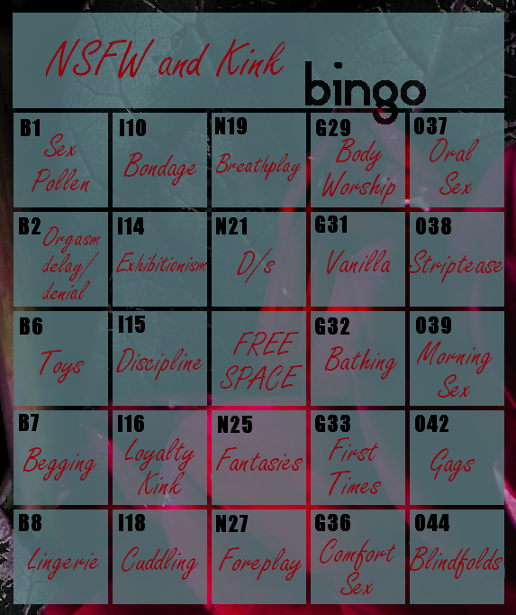 Tolkien Femslash Week 2016 NSFW and Kink bingo card