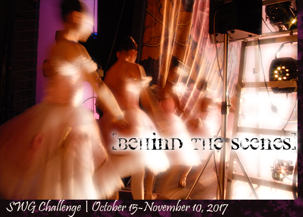 October 2017 SWG Challenge Behind the Scenes banner showing ballerinas lined up backstage