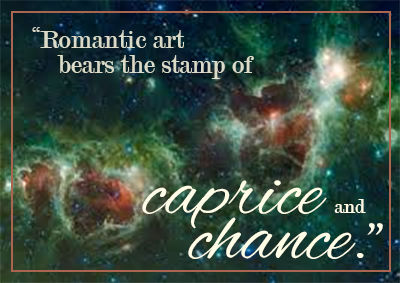 May 2019 SWG challenge banner includes two heart-shaped nebulae and the quote Romantic love bears the stamp of caprice and chance