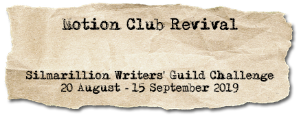 August 2019 SWG challenge Notion Club Revival banner shown on a scrap of parchment