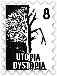 August 2020 Utopia-Dystopia SWG challenge stamp - black and white tree half living and half dead