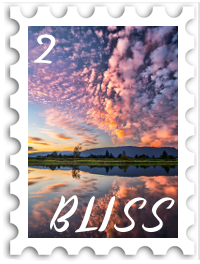 February 2021 Times of Bliss SWG challenge stamp - a sunrise reflected in calm water