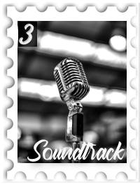 March 2020 Soundtrack SWG challenge stamp - black and white photo of an old-style chrome microphone