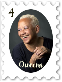 April 2021 Queens of the Quill SWG challenge stamp - portrait of Nikki Giovanni