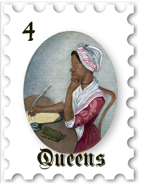 April 2021 Queens of the Quill SWG challenge stamp - portrait of Phyllis Wheatley