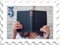 May 2021 Book By Its Cover SWG Challenge stamp - photo of a person holding an open book in front of their face