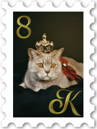 August 2021 SWG Challenge Kings & Kink Creator stamp - a cat wearing a crown and fancy ribbon