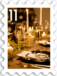 November/December 2021 SWG Challenge Holiday Party stamp - a fancy place setting for a holiday dinner