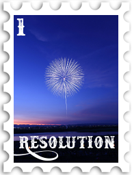 January 2022 SWG New Year's Resolution Creator stamp - a single starburst firework against a sky in which the last rays of sunset are visible on the horizon
