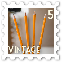 May 2022 Vintage SWG challenge stamp - 4 old fashioned yellow pencils, points nicely sharp, held in the air