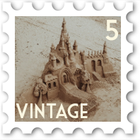 May 2022 Vintage SWG challenge stamp - A fancy sand castle in an old-timey color palette