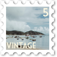 May 2022 Vintage SWG challenge stamp - An old fashioned picture postcard view of a bay dotted with many small boats