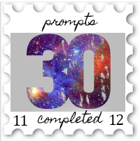 November/December 2017 30-Day Character Study SWG Challenge stamp - large numerals "30" with Hubble deep space image superimposed, smaller text "prompts completed"