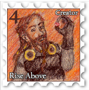 April 2018 Rise Above SWG challenge stamp - A dwarf with triple braided beard and gold jewelry holding a jewel for examination