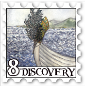 August 2018 Discover SWG challenge stamp - Drawing of the prow of a Numenorean ship about to set out on a voyage, showing the Green Bough of Return
