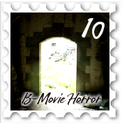 October 2018 B-Movie SWG challenge stamp - A doorway in a stone wall looking from a dark interior into a sunlit exterior