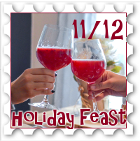 November/December 2018 Holiday Feast SWG Challenge stamp - two hands clinking wine glasses of punch