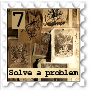 July 2019 Solve A Problem SWG challenge stamp - Corner of a bulletin board with photos and sketches pinned on it