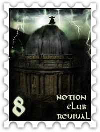 August 2019 Notion Club Revival SWG challenge stamp - Photomanip of Radcliffe Camera in a lightning storm with a wizard on top of it