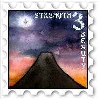 March 2017 Strength and Beautry SWG challenge stamp - Watercolor of a mountain against a sunset sky, with Earendil shining in the upper left corner