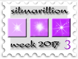 March 2017 Strength and Beautry SWG challenge stamp - illustration of three stars agains purple backgrounds, text "Silmarillion Week 2017"