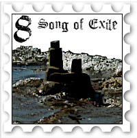 August 2017 Song of Exile SWG challenge stamp - Grainy monochrome photo showing ruins on the shore