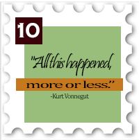 October 2019 Start To Finish SWG challenge stamp - Text "All this happened, more or less. -Kurt Vonnegut"