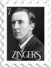 July 2022 Zingers SWG challenge stamp - a black and white photo of a young J.R.R Tolkien facing left but looking toward the camera
